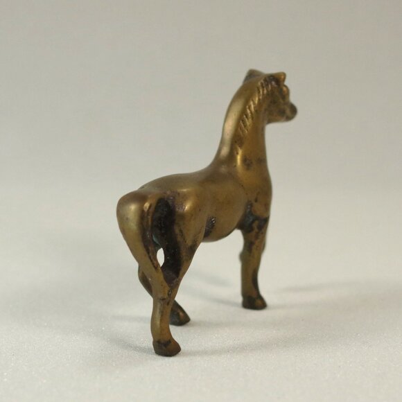 Vintage Primitive Brass Horse Figurine, Walking Pose - Picture 4 of 6